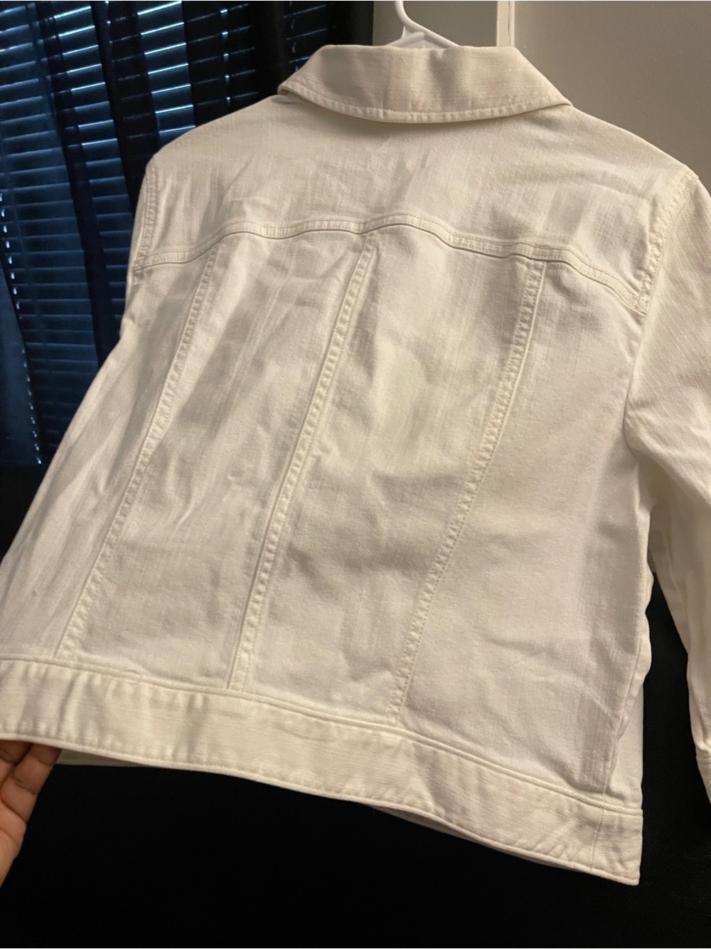 LOFT Women’s 3/4 Sleeve White Denim Trucker Jacket Size XL NWOT - Picture 8 of 14
